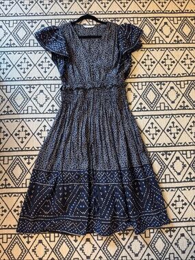 Women’s Sfera Casual Navy Patterned Midi Dress - Classic Navy